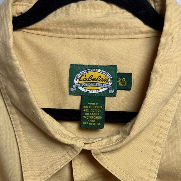 Cabelas Yellow Short Sleeve Button-Up Shirt Size 3XL - Picture 2 of 3